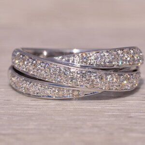 Italian Diamond Crossover Ring in White Gold